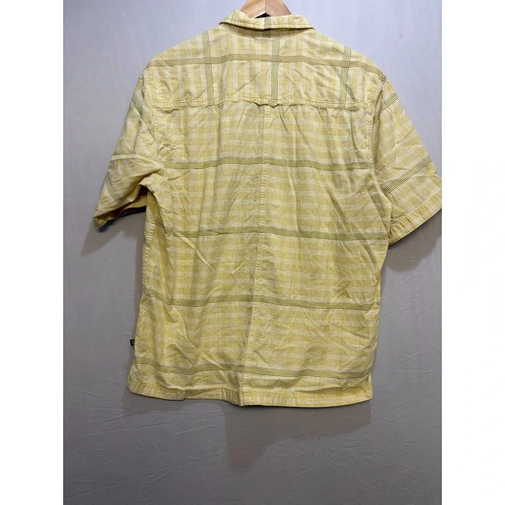 North Face A5 Series Button Shirt‎ Mens Yellow Plaid Cotton Short Sleeve Medium